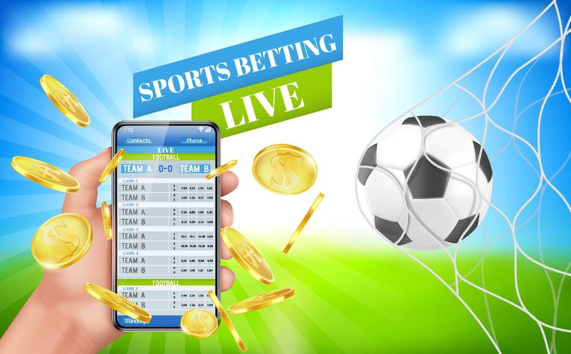 A mobile screen is showing sports betting winners live. thirteen USD coins and a football